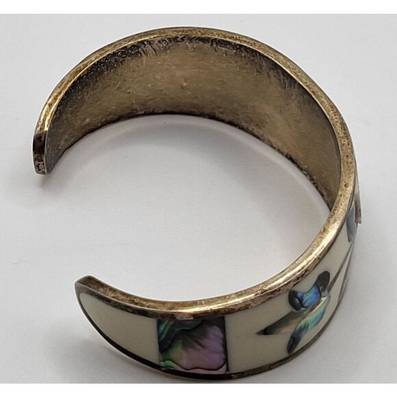 Alpaca Mother of Pearl Abalone Enamel Sterling Silver 6.5in - Picture 4 of 7